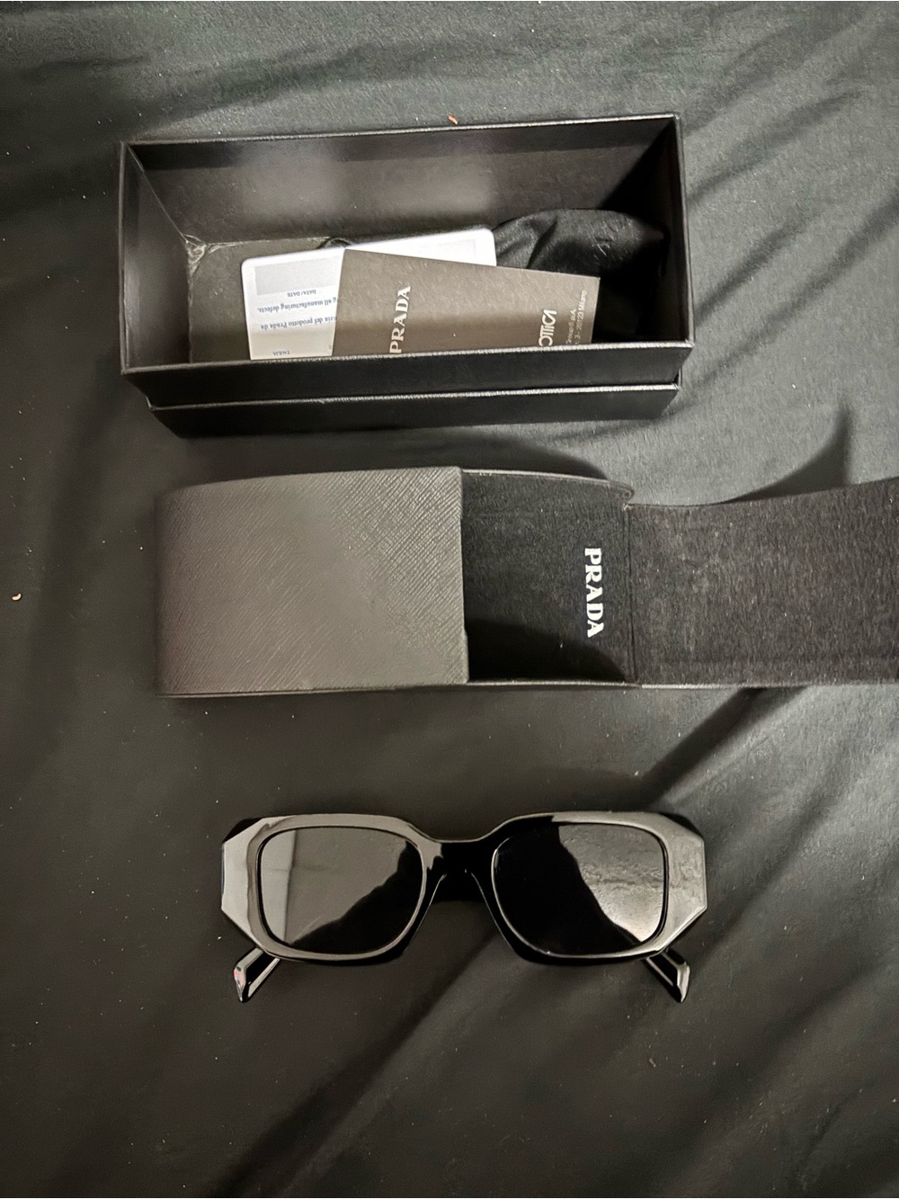 Prada Glossy Black Hexagonal Men's Sunglasses